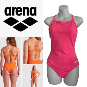 Arena Women's Team Light Drop Back One Piece Swimsuit Size 36 • Pink